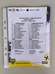 Oxford United v Cambridge - A5 T/sheet- League 1 -Played 06/08/2022 For Charity - Picture 1 of 1