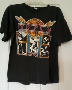 Tesla Pre-owned Concert T Shirt Vintage live in concert  hair band rock Black - Picture 1 of 7