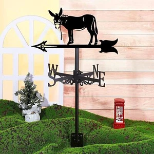 Black Donkey Weathervane Roof Decor Donkey Ornament for Outdoor Garden Farm - Picture 1 of 6