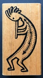 KOKOPELLI PLAYING FLUTE MUSIC DEITY FERTILITY GODDESS SYMBOL Wood Rubber Stamp - Bild 1 von 4