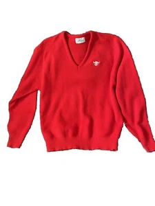 Pinnacle Vintage V-Ausschnitt Opa Golf Pullover Mr Rogers 80er 90er Gr. L rot - Bild 1 von 7