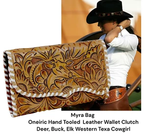 Myra Tasche Oneiric handgearbeitete Geldbörse Clutch Hirsch, Buck, Elch Western Texa Cowgirl - Bild 1 von 17
