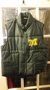VINTAGE 1970's Michigan Wolverines Zip-Up Puffer Vest Adult L March Madness - Picture 1 of 5