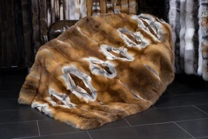 516 European Red Fox Fur Blanket - Pelt Cover Genuine Furs Throw Real Fur Cover - Picture 1 of 10