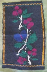 19C. ANTIQUE HANDMADE EMBROIDRED WOOL RUG CARPET PILLOWCASE FACE - Picture 1 of 9