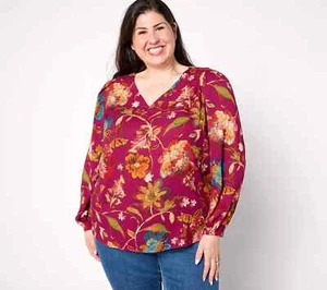Belle by Kim Gravel Boho Chic Blouse 2X PLUM - Picture 1 of 2