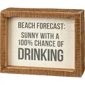 Beach Forecast: Sunny with a Chance by PBK Inset Box Sign LOL Wooden New - Picture 1 of 2