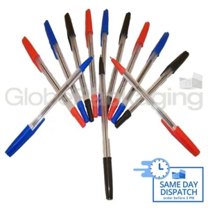 100 x MIXED COLOUR BALL POINT BIRO PENS ASSORTMENT - Picture 1 of 6