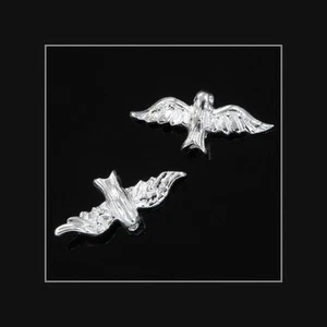 2 Sterling Silber Frieden Vogel Verbinder Zwischenring Charm Perlen #51584 - Bild 1 von 1