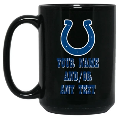 Custom Personalized Indianapolis Colts Black 15 oz Ceramic Coffee Mug Cup - Image 1 of 3