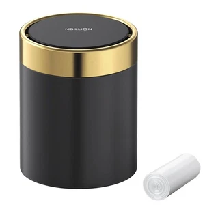 Mini Trash Can with Lid, Desktop Small Trash Can Recycling Bin Cute Metal Gar... - Picture 1 of 6