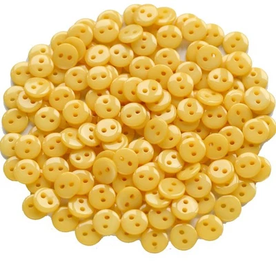 500 шт., 11/32 дюйма, 9 мм, крошечные желтые пуговицы для шитья с плоской поверхностью из смолы - Изображение 1 из 4