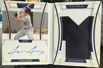 2023 Panini National Treasure Jace Jung 4/10 Patch Auto Booklet - Image 1 of 2