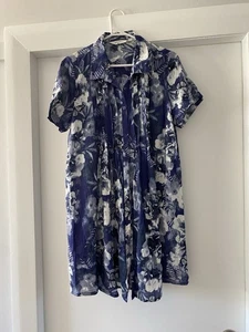 Virtu por tomar forma floral azul púrpura botones verano fluido mini vestido 12 - Imagen 1 de 8