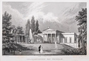 Potsdam Charlottenhof Original Stahlstich von Lacey aus Spiker 1833 - Bild 1 von 6