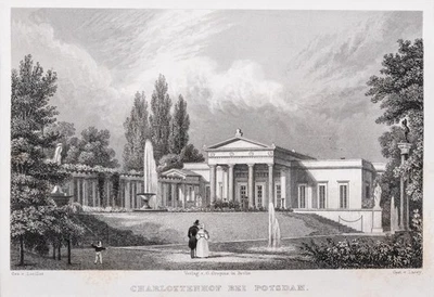 Potsdam Charlottenhof Original Stahlstich von Lacey aus Spiker 1833 - Bild 1 von 4