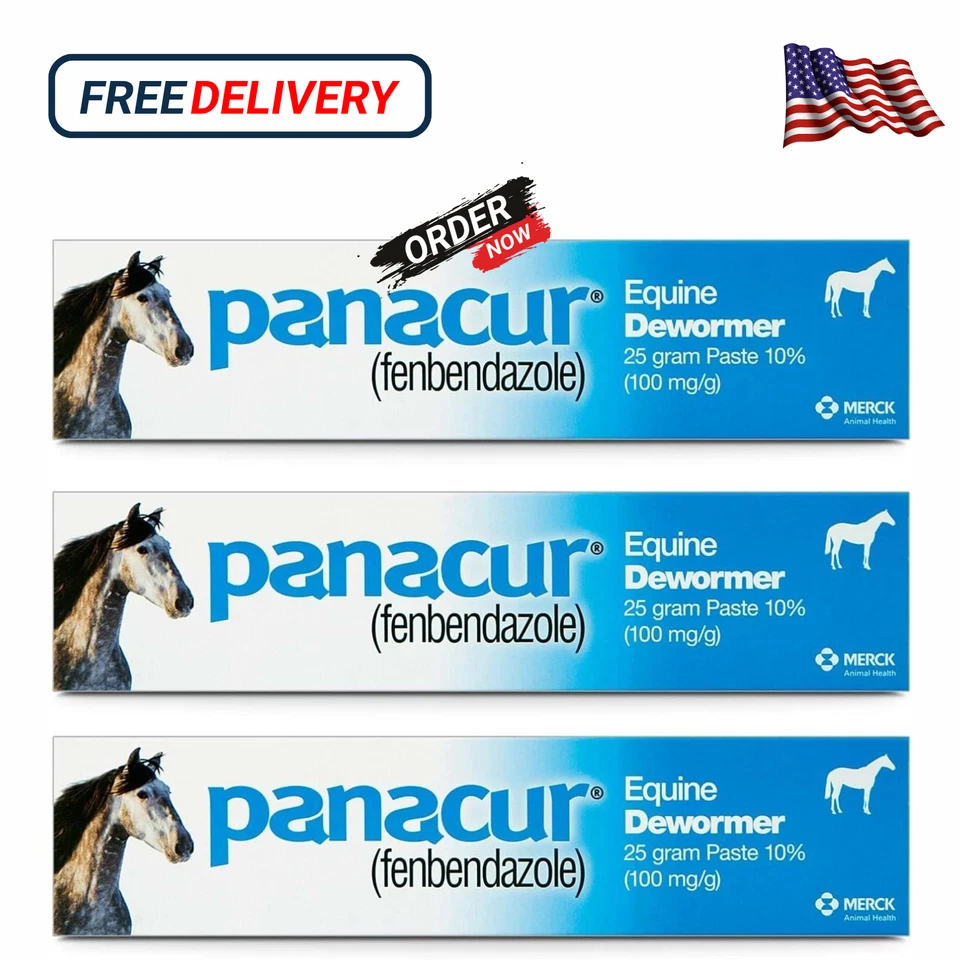 Panacur (3 Pack) Dewormer Horse Paste 10%, 100mg Each
