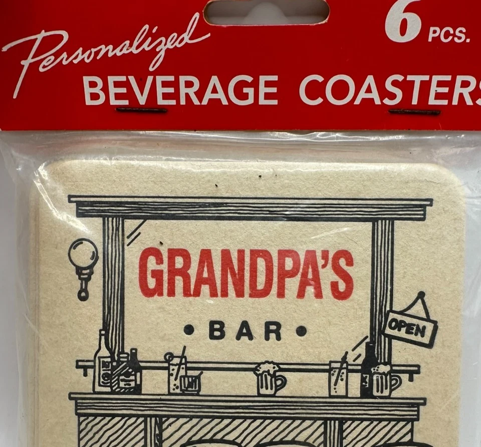 Vintage Barware Supplies 6 Cardboard Beverage Coasters Paul's Bar Pub 1993