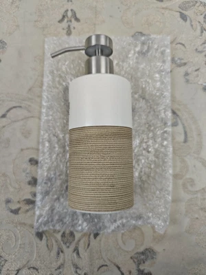 Sealskin Doppio Soap Dispenser, Porcelain, Sand, 8.5 x 18 x 6.7 cm - Image 1 of 4