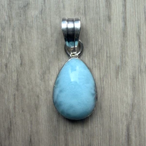 Vintage Sterlingsilber SOUTHWESTERN blau Larimar Cabochon Träne Halskette Anhänger - Bild 1 von 4
