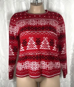 Suéter/Suéter Feo Navidad Lentejuelas Rojo Suave Holiday Time XL Tejido Festivo - Imagen 1 de 9
