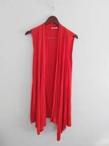 Cardigan Women’s M Red Flowy Open Front Sleeveless Vest - Picture 1 of 6