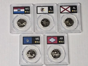 2003-S Clad Proof State Quarter Set ( 5 Coins) PCGS PR70 DCAM-State Flag - Picture 1 of 7