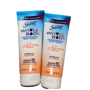 2 CT-New Secret Whole Body Deodorizing Wash Peach & Vanilla 7 Oz - Picture 1 of 3