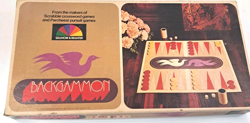 Vtg 1975 Backgammon Selchow & Righter S & R Board Game Original Box Complete - Image 1 of 4
