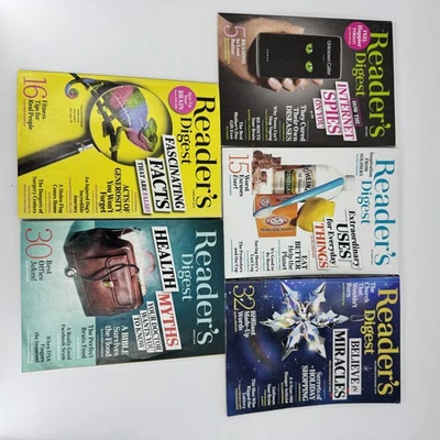 Reader's Digest Magazine Lot 5 Issues Health Myths Miracles Internet Spies - Image 1 of 4