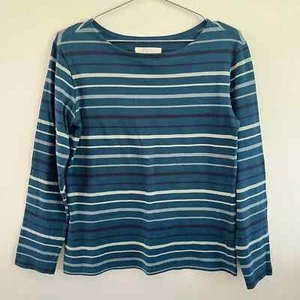 Seasalt Cornwall Sailor Shirt Organic Cotton Blue Striped Top - Women's Size 10 - Picture 1 of 6