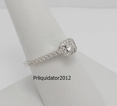 1/2CT Natural Diamond Halo Engagement Wedding Ring Bridal 14K White Gold Band - Image 1 of 4