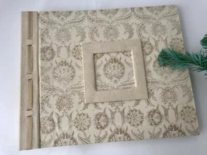 Handmade Paper Scrapbook 10,000 Villages Cream Gold Unused Blank Book Fair Trade - Picture 1 of 9