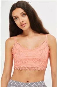 Topshop - Tall Coral Crochet Crop Bralette Top - Größe 10 - Bild 1 von 3