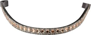 New!  Horze brand BOSTON BROWBAND w/ GOLD WHITE CRYSTALS, 2 Sizes, 2 Colors - Picture 1 of 5