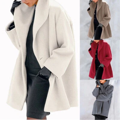Women's Winter Coat Hooded Coat Wool Autumn Button Loose Fashion Solid Warm - Image 1 of 4