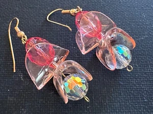 Vintage Shades of Pink Acrylic Bead Drop Earrings - Picture 1 of 1