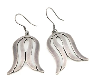 Signed JMZ Taxco Mexico 925 Sterling Silver Tulip Flower Dangle Earrings - Picture 1 of 5