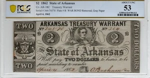 AR CR-38C 1862 $2 Arkansas Paper Money - PMG About Unc 53 - Civil War - RARE - Picture 1 of 2