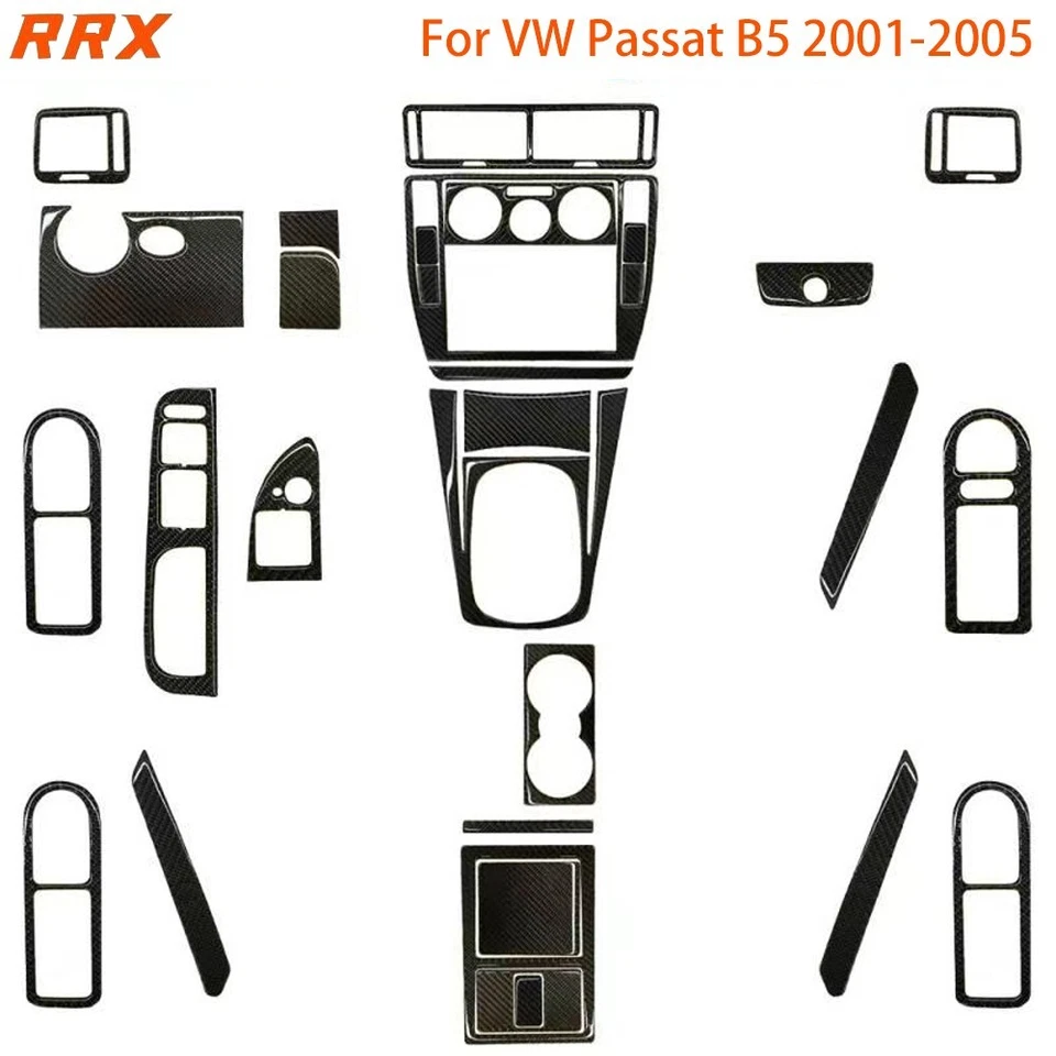 Kits completos de molduras interiores de fibra de carbono real de 31 piezas para Volkswagen Passat B5 2001-05 Foto 1 de 4