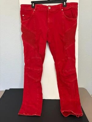 Pierre Balmain red jeans size 40 made in Italy zipper and top button Sold as is - Image 1 of 4