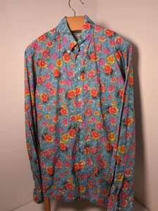 Eton Slim Floral UFO Multicolor Flower Long Sleeve Shirt Men's size Large 42 - Picture 1 of 4