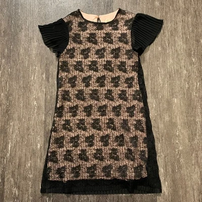 Zara Girls Black Lace Dress with Pleated Flutter Sleeves Size 11 12 - Image 1 of 4