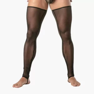 TOF Paris Mesh Long Legs Leggings for Men Black Mens Sexy Stockings - Picture 1 of 4