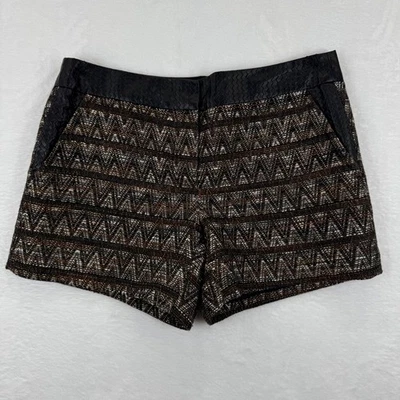 Pantalones Cortos TRINA TURK Geométricos Tweed Imitación Cuero Ribete Mujer Talla 4 Foto 1 de 4