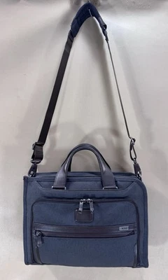 Preowned TUMI Alpha 3 Slim Deluxe Portfolio - Gray/Grey with Brown Leather $379 - Image 1 of 4