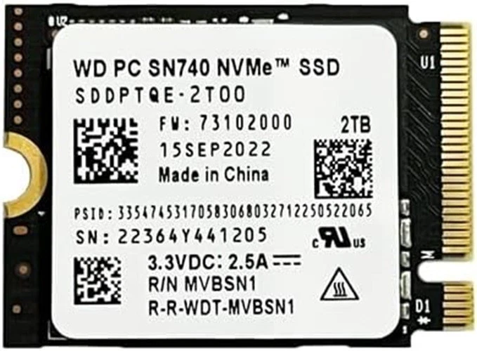 WD SN740 2TB M.2 2230 SSD NVMe PCIe4x4 For Microsoft Surface Pro 9 Steam Deck - Image 1 of 1