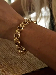 Gold Filled 12mm XXXL Ornate Belcher 9" Bracelet Chunky Link Chain Womens Mens - Picture 1 of 8