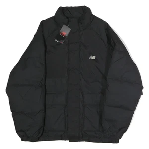 NEW BALANCE Mens Black Puffer Jacket M Polyester Zip Sporty Warm Casual - Picture 1 of 6