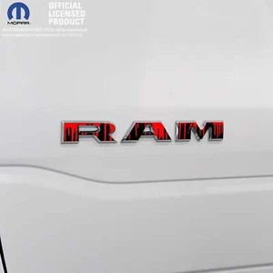 RAM Door x2 Emblem Overlay Decals DRIPPING RED Fits 2019-2025 RAM Trucks - Foto 1 di 8